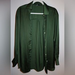 Emerald Green Satin Blouse